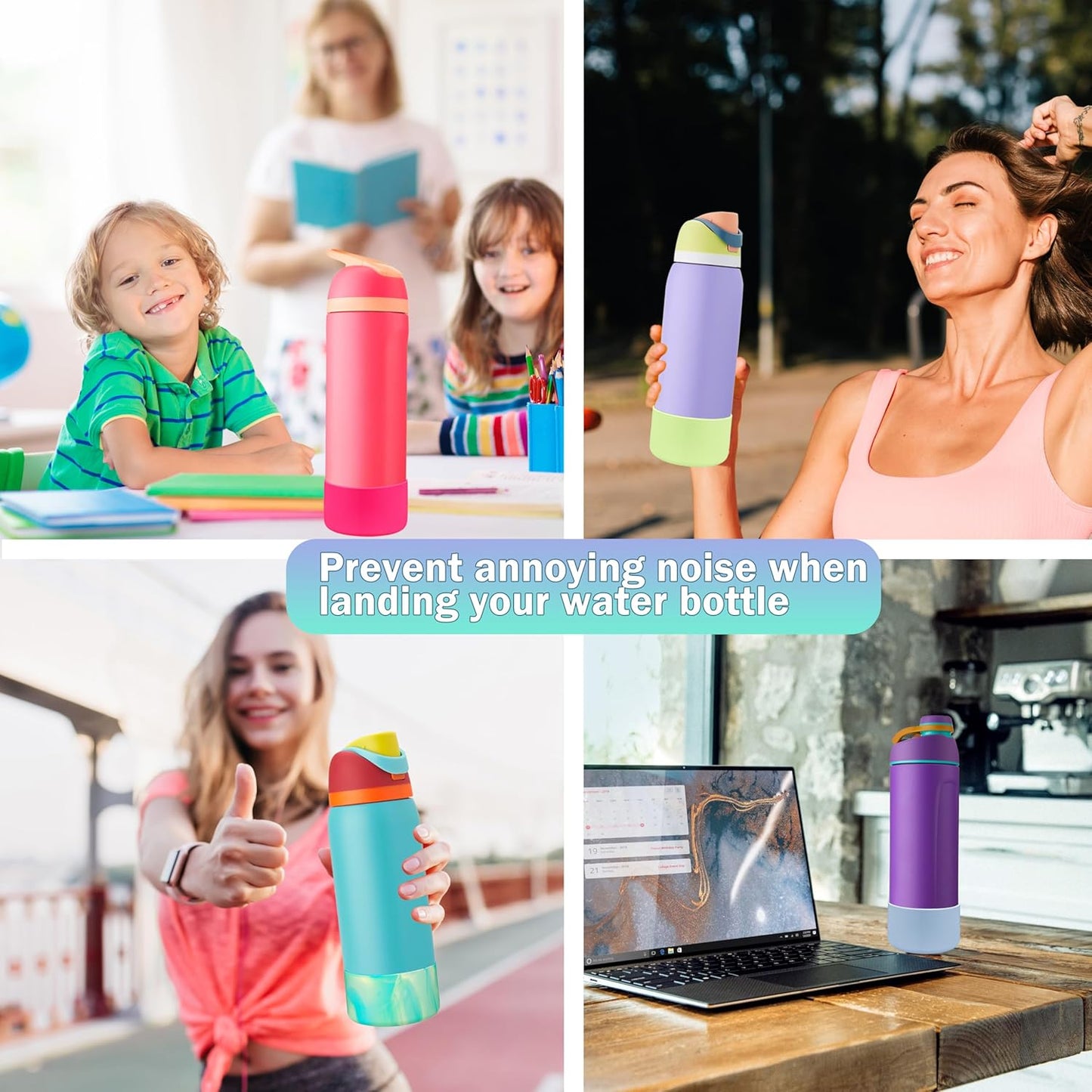 2PCS Silicone Boot for Owala Flask Water Bottle - Anti-Slip Protective Sleeve - Fits 24oz, 32oz, 40oz - BPA-Free Base for Owala Twist, FreeSip, Flip Bottles