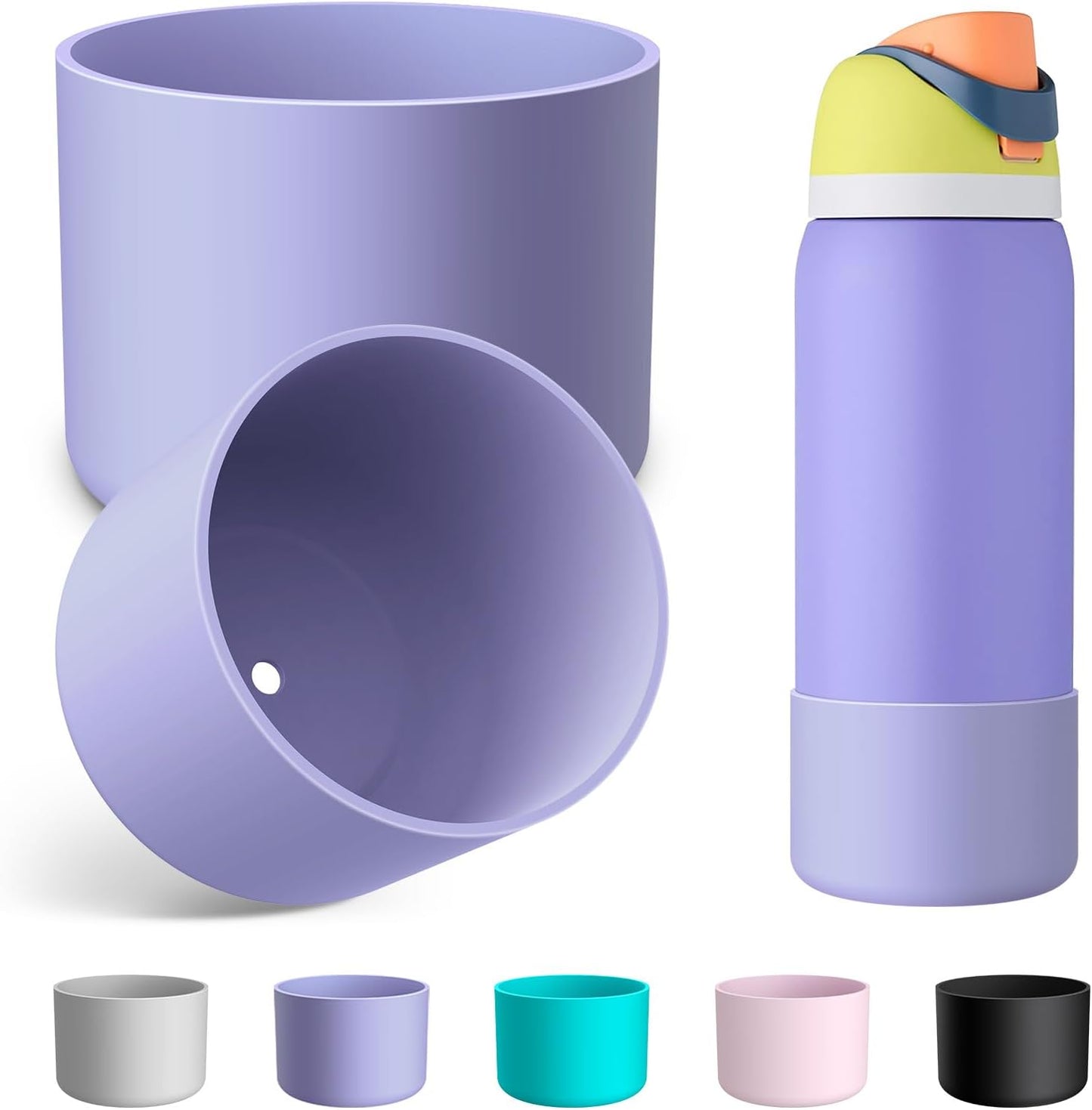 2PCS Silicone Bottom Bumper Protector for Owala Water Bottles - Anti-Slip Sleeve for 24oz, 32oz, 40oz Sizes