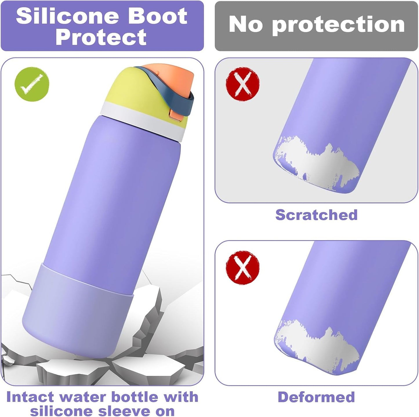 2PCS Silicone Bottom Bumper Protector for Owala Water Bottles - Anti-Slip Sleeve for 24oz, 32oz, 40oz Sizes