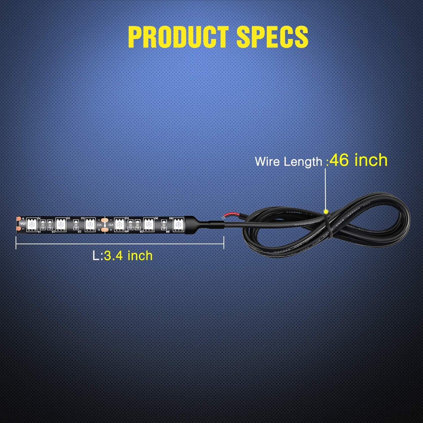 2PCS Waterproof Amber Lights Strip for Motorcycle ATV UTV, Flexible Turn Signal Backup License Plate, 2 Years Warranty