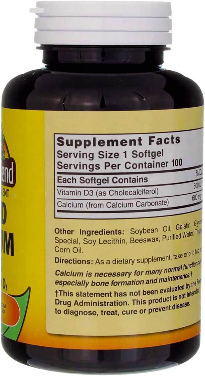 3 Bottles of Nature's Blend Liquid Calcium 600mg with D-3 Softgels - 300 Total Softgels