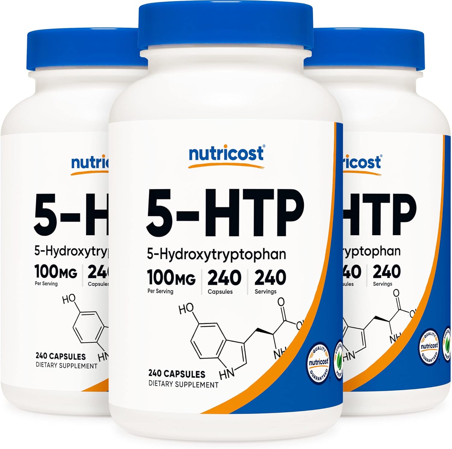 3 Bottles of Nutricost 5-HTP 100mg, 240 Vegetarian Capsules - Non-GMO & Gluten Free