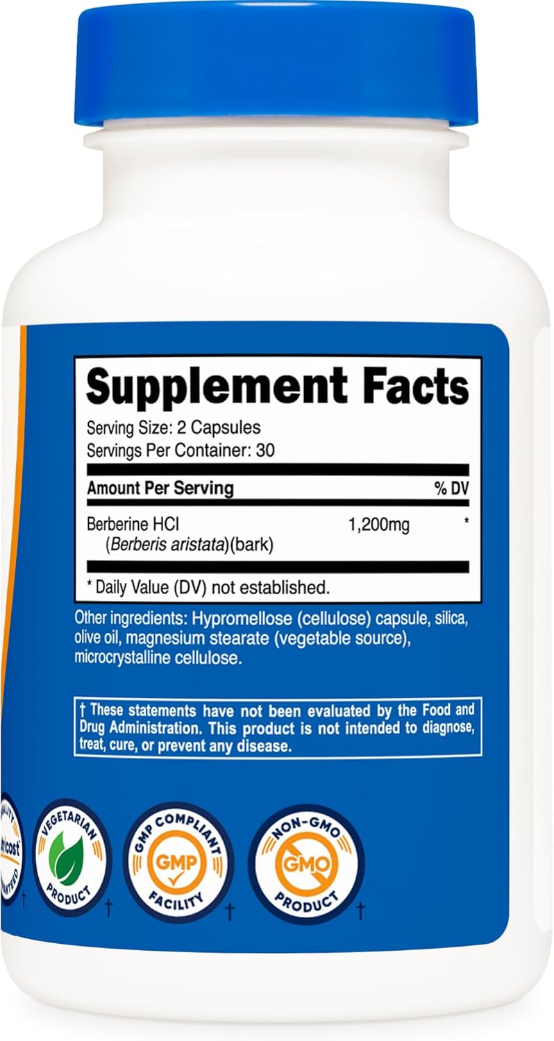 3 Bottles of Nutricost Berberine HCl 600mg - 60 Vegetarian Capsules, Gluten Free & Non-GMO