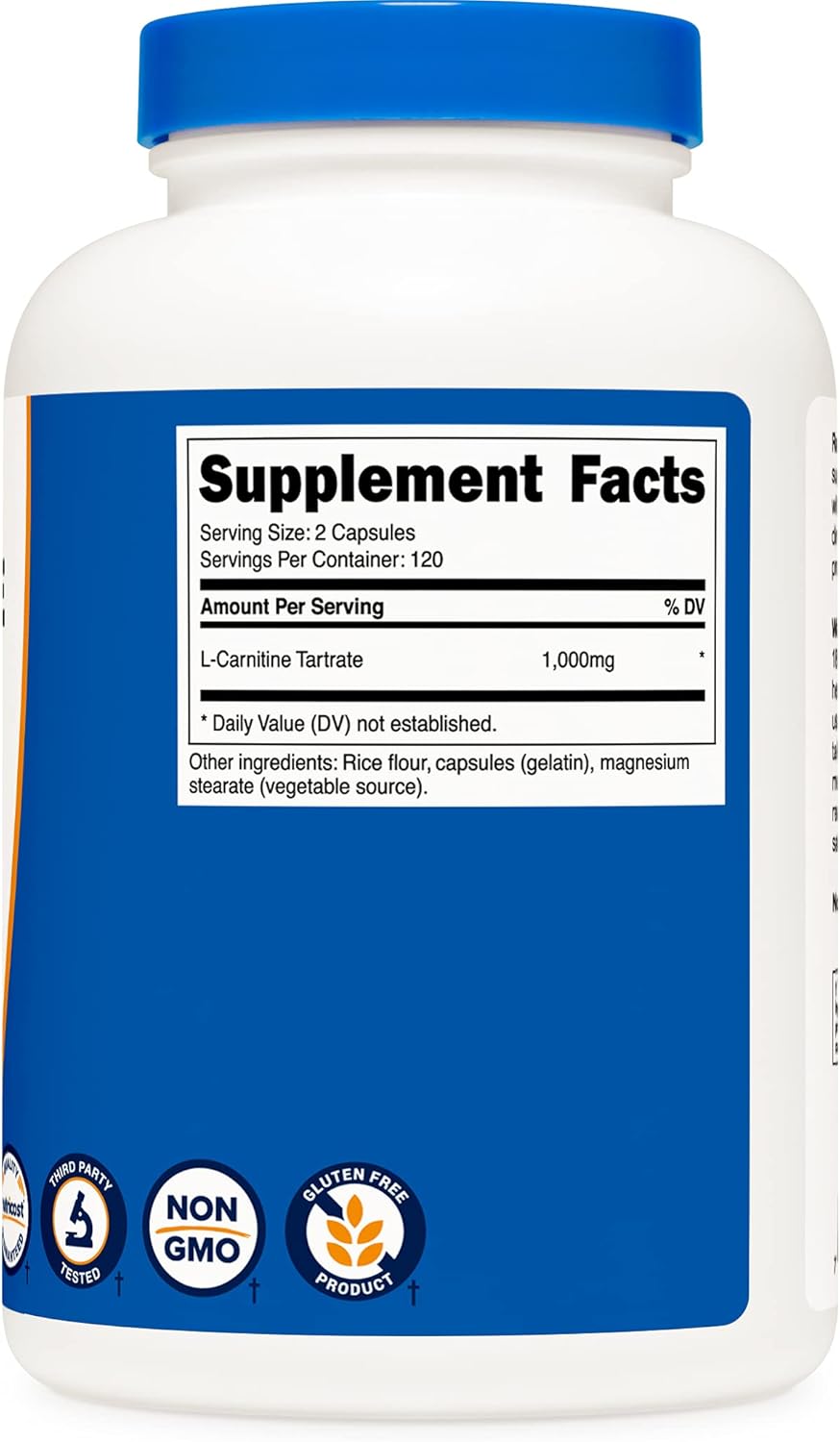 3 Bottles of Nutricost L-Carnitine Tartrate 500mg, 240 Capsules - 1000mg Per Serving