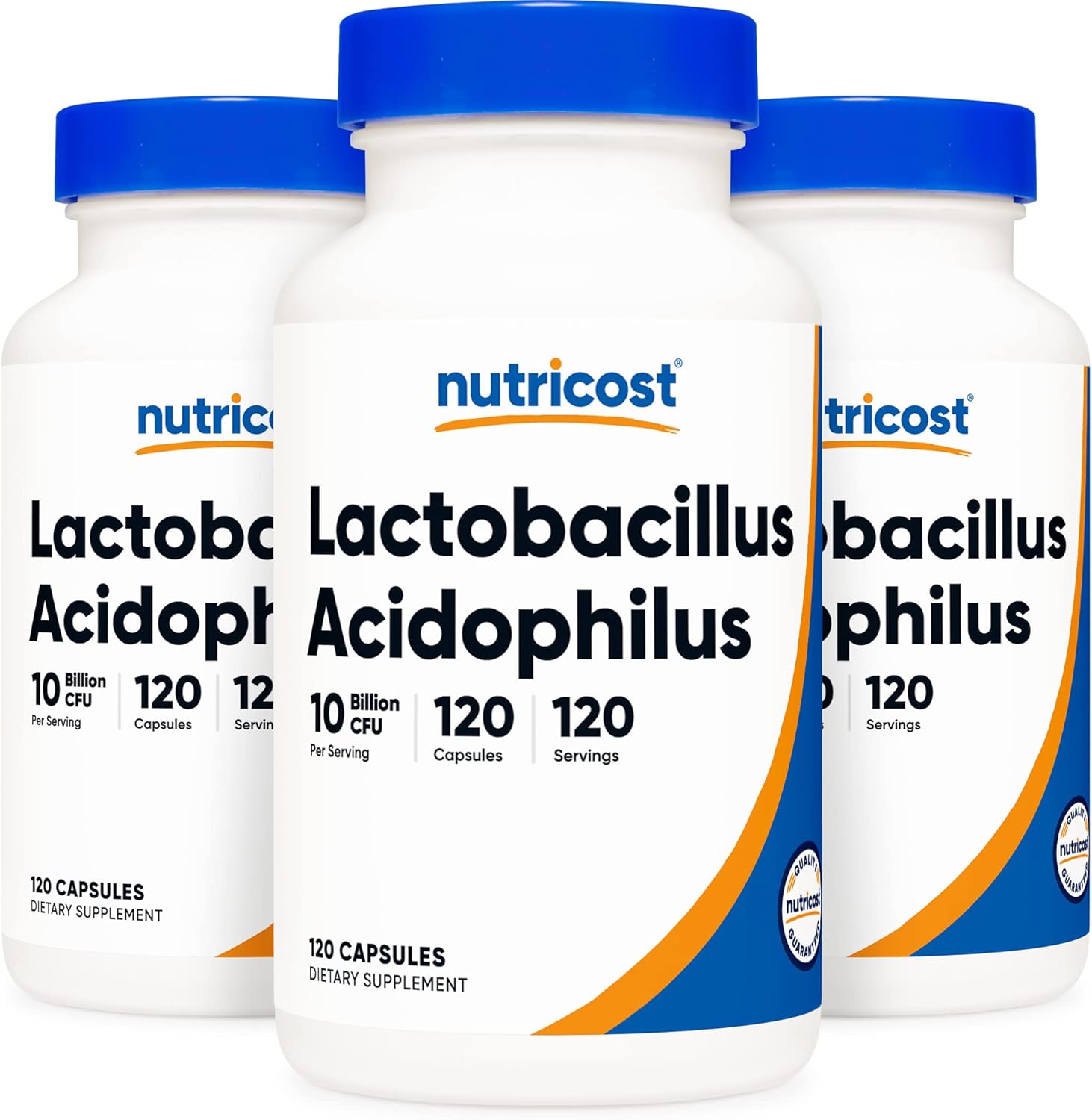 3 Bottles of Nutricost Lactobacillus Acidophilus Probiotic Supplement, 10 Billion CFU, 120 Veggie Capsules