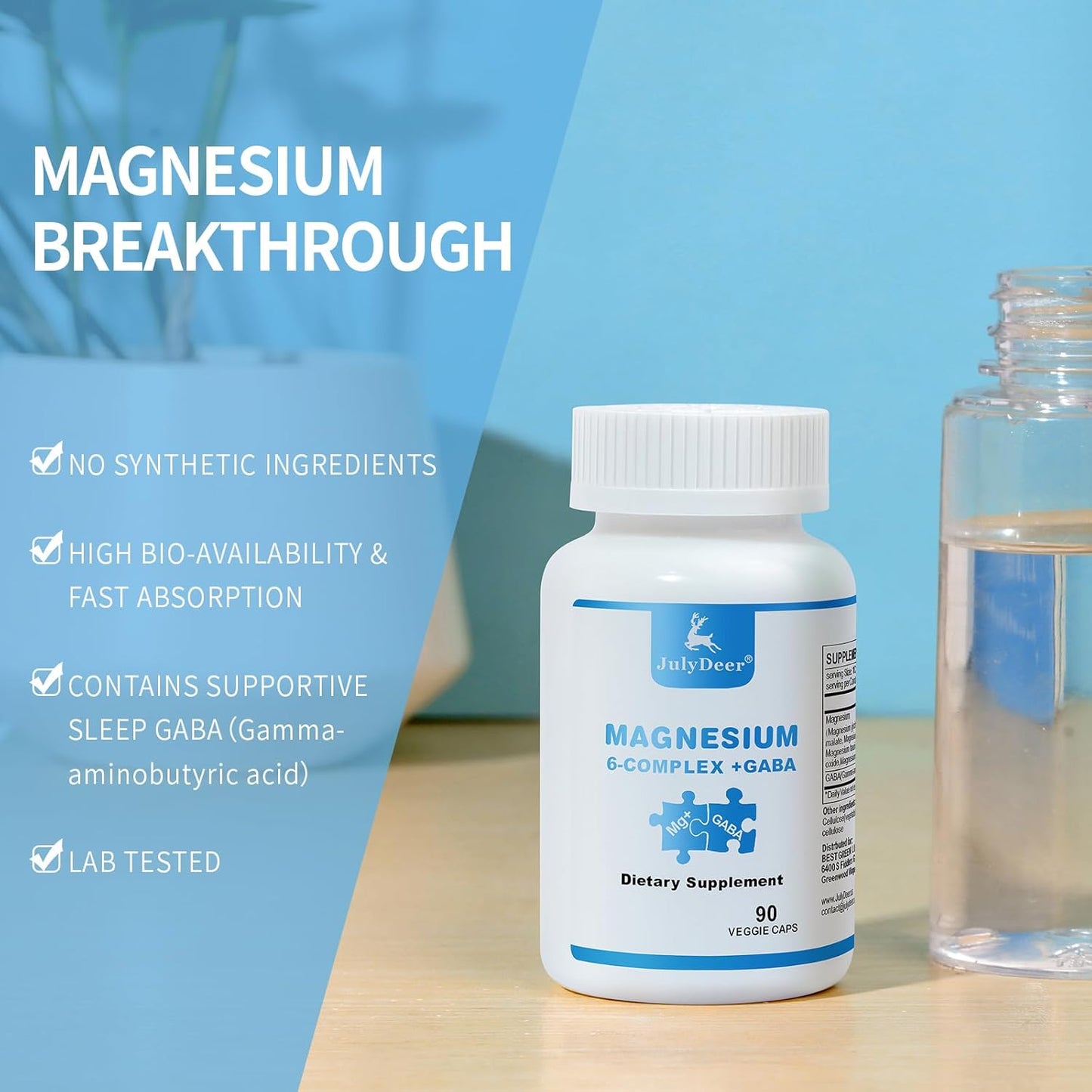 3 Bottles of Sixfold Magnesium Complex | 350mg Magnesium Blend for Muscles, Nerves, Energy & Sleep Support | High Absorption | Vegan | 90 Capsules