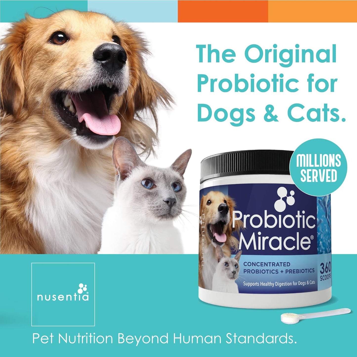 3 Bundle NUSENTIA Probiotic Miracle for Dogs and Cats - Save $13 - Made in USA - GMP Certified - Relieve Diarrhea, Constipation, Yeast, and More