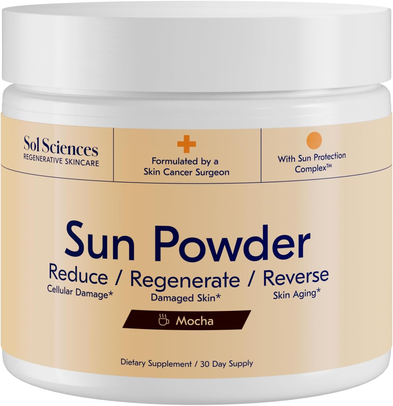 3-in-1 Drinkable Skincare Powder by Leading Dermatologist - Regenerative Formula with Nicotinamide, Collagen Peptides, Biotin, Glutathione - 30 Servings, Mocha Flavor