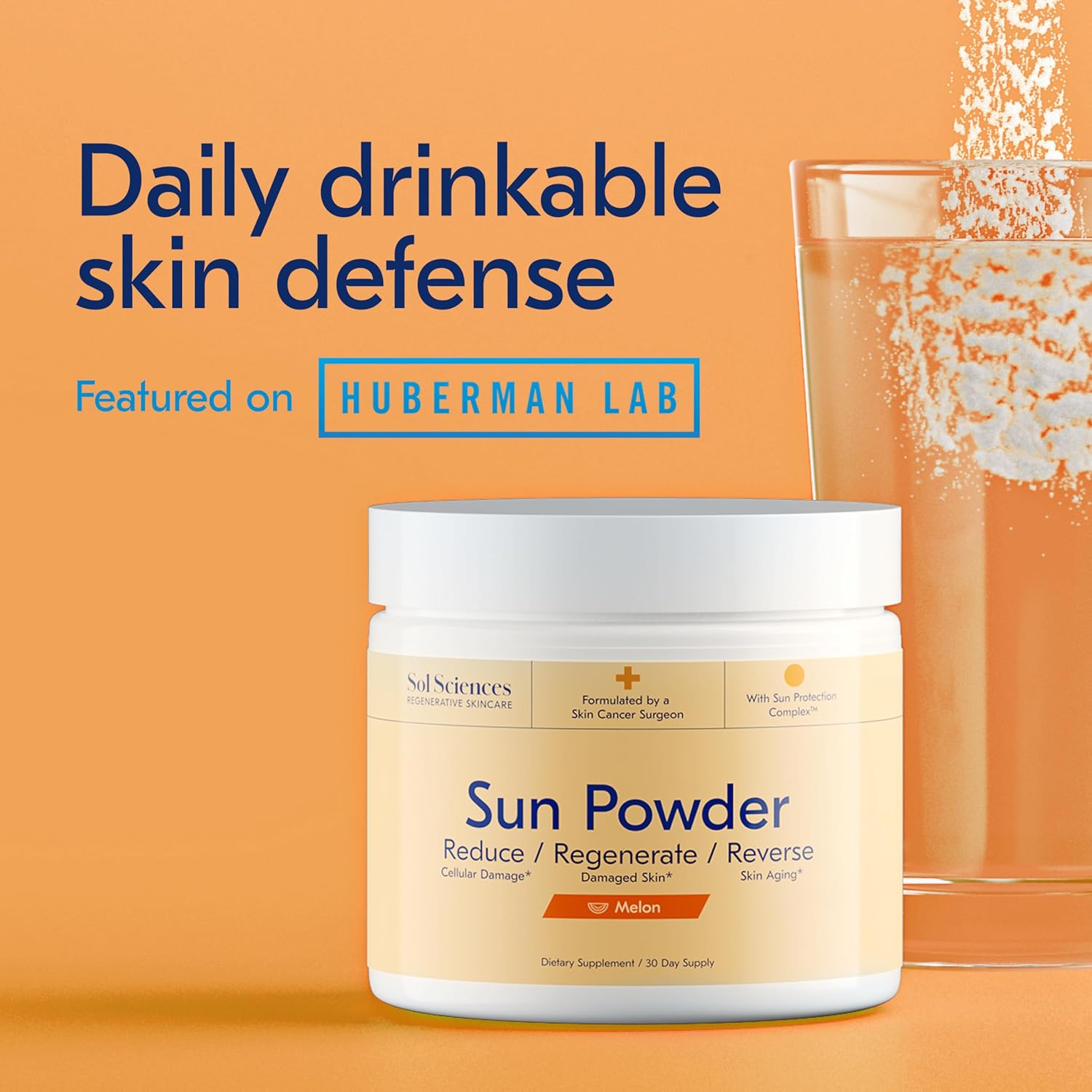 3-in-1 Drinkable Skincare Powder by World-Class Dermatologist, Reformulated 2025, Regenerative Formula with Nicotinamide, Collagen Peptides, Biotin, Glutathione, Melon Flavor (30 Servings) - BoostGo Australia