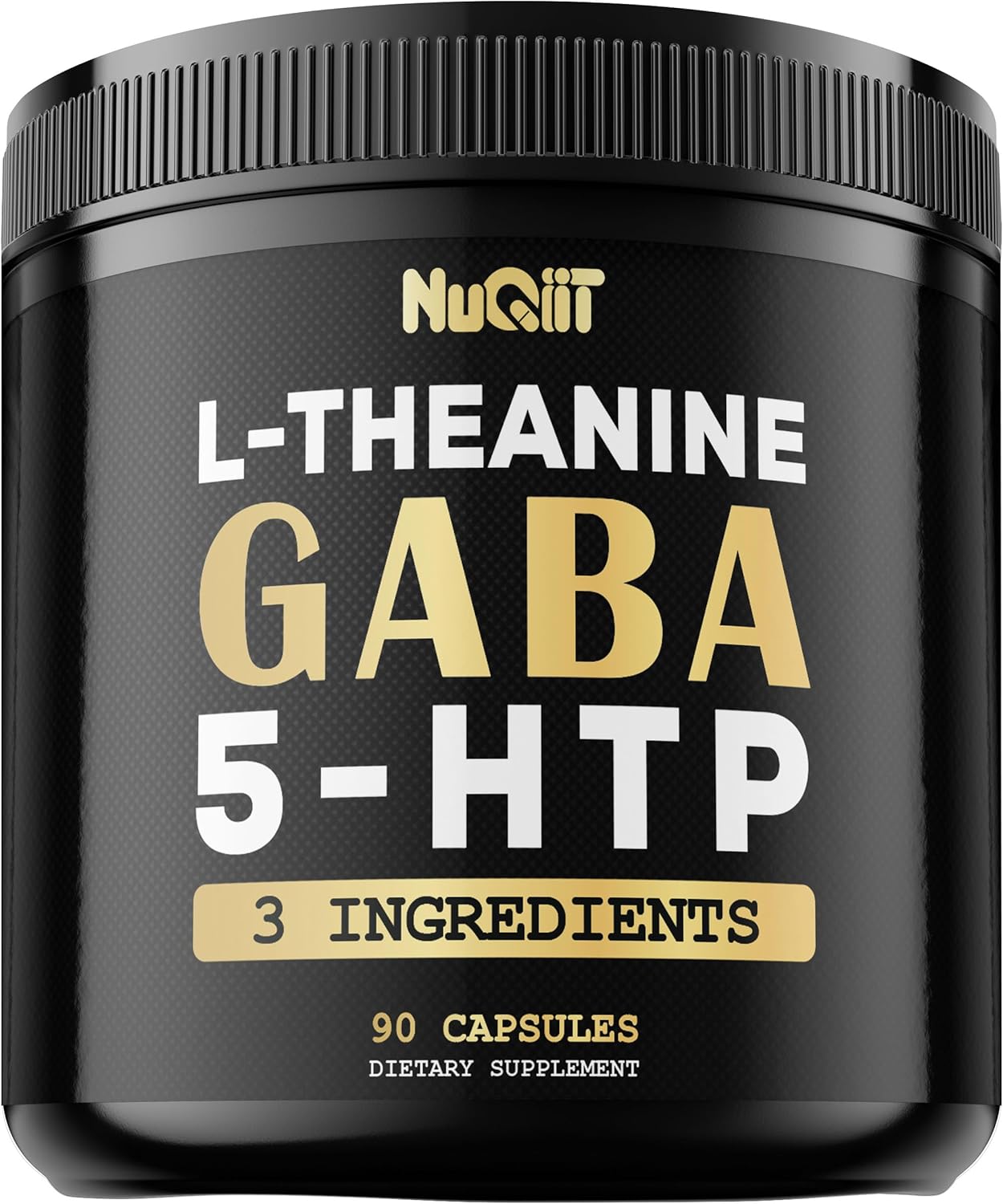 3-in-1 GABA Supplements with L-Theanine, 5-HTP - 1000mg Equivalent - Brain Health, Concentration, Mood Support - 90 Capsules