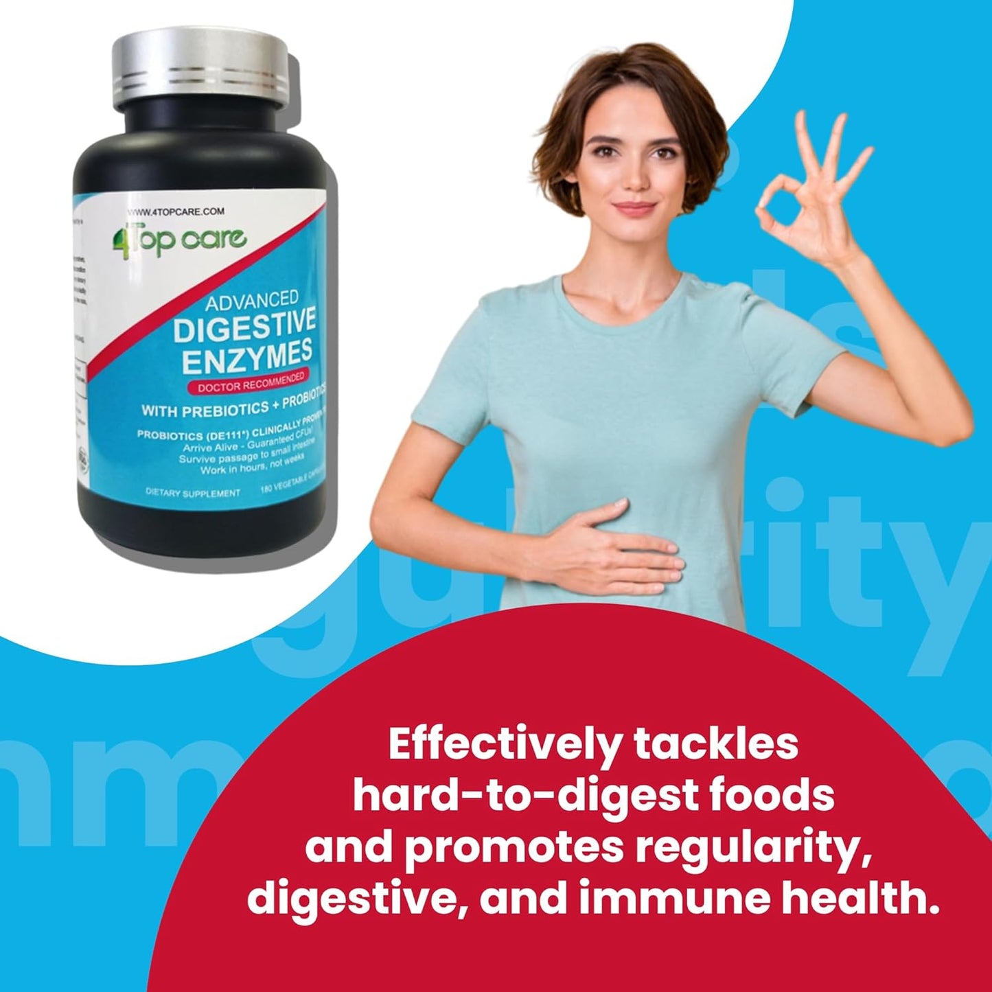 3-in-1 Gut Health Probiotics with Digestive Enzymes and Prebiotics/Postbiotics - Top Care Formula