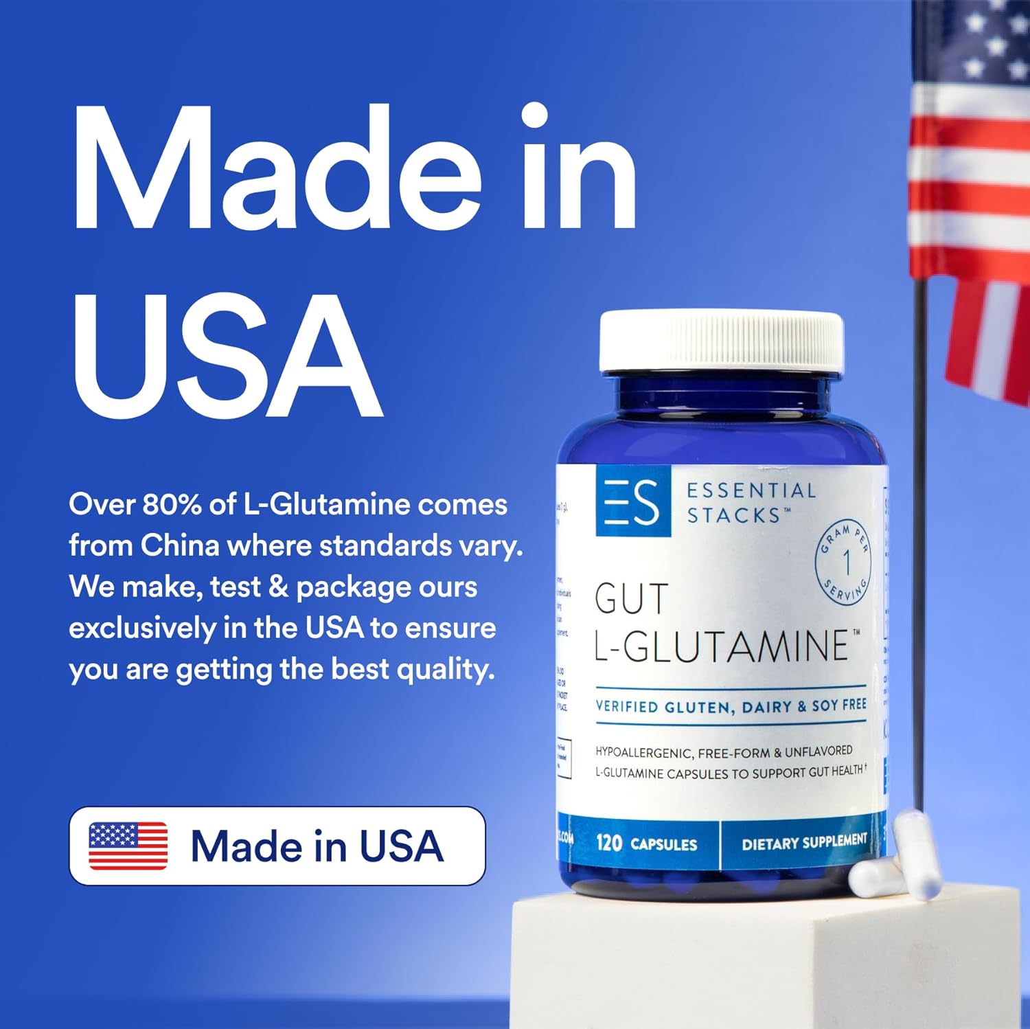 3-in-1 Gut L-Glutamine Bundle: Essential Stacks Powder & Capsules for Gut Health