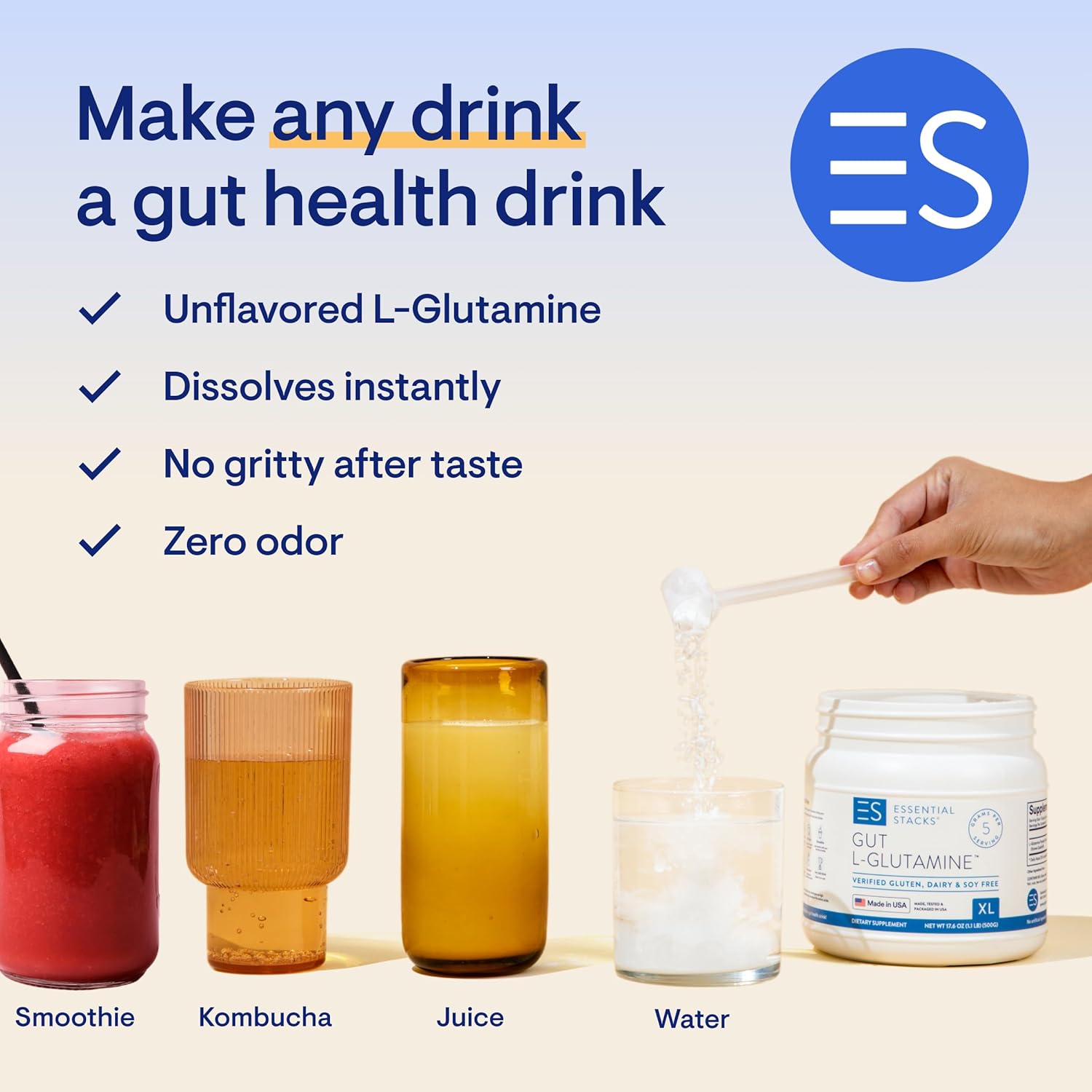 3-in-1 Gut L-Glutamine Bundle: Essential Stacks Powder & Capsules for Gut Health