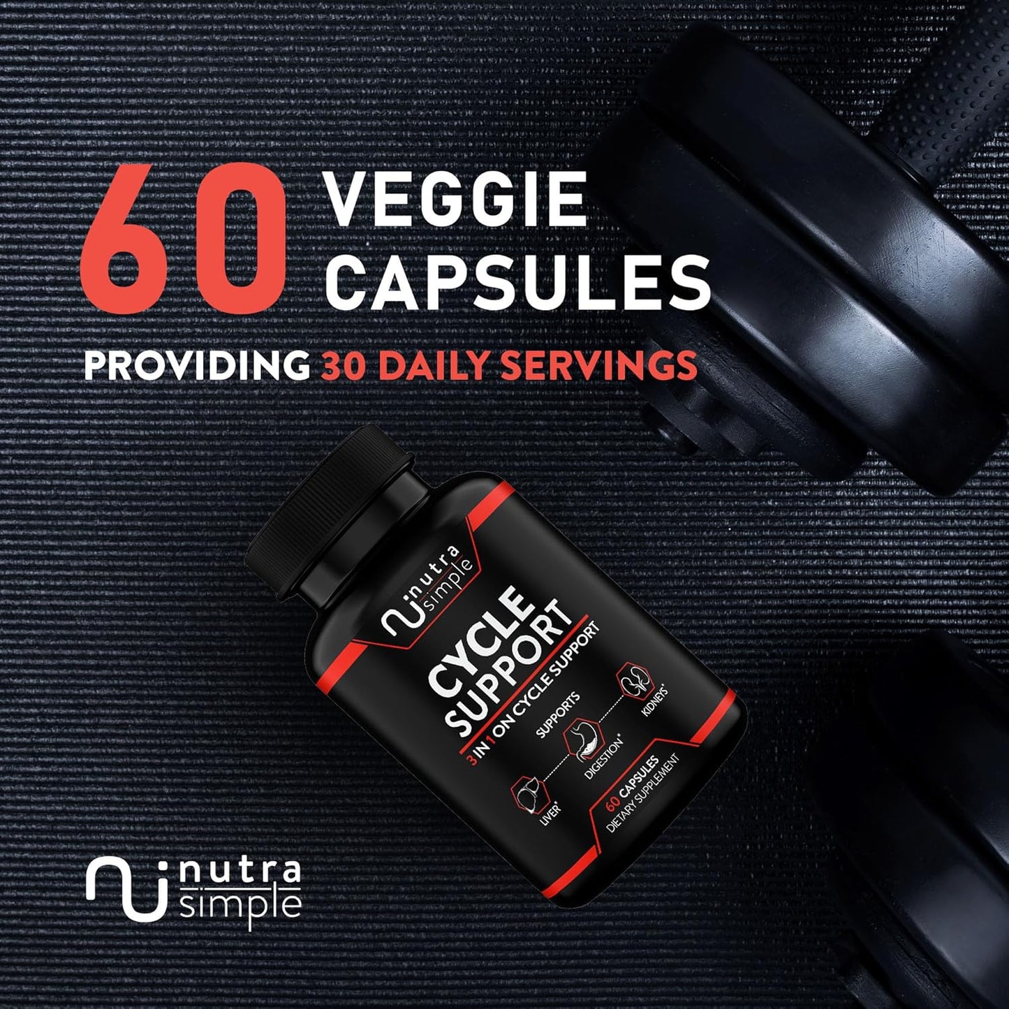 3-in-1 On Cycle Support Supplement for Men with Liver Support and Natural Ingredients - 60 Capsules