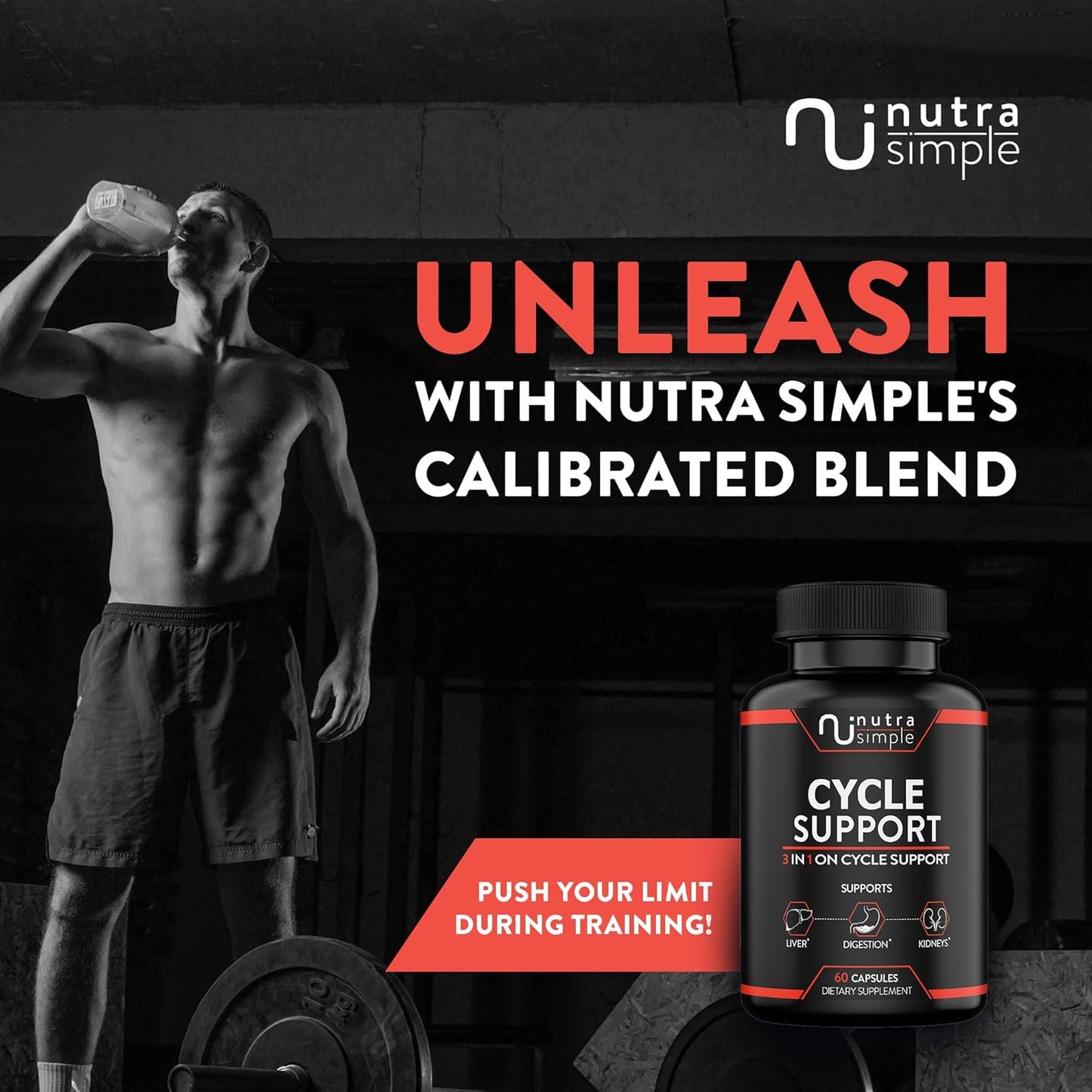 3-in-1 On Cycle Support Supplement for Men with Liver Support and Natural Ingredients - 60 Capsules