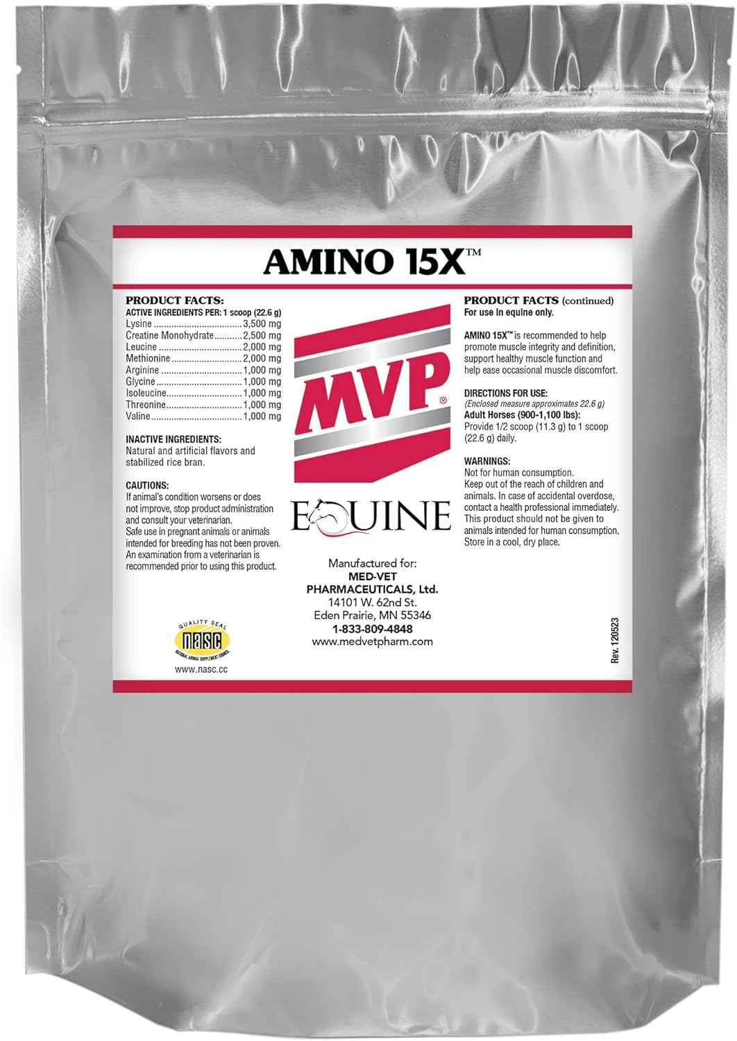 3 lb MVP Amino 15X Supplement for Horses - Promotes Muscle Health and Repair