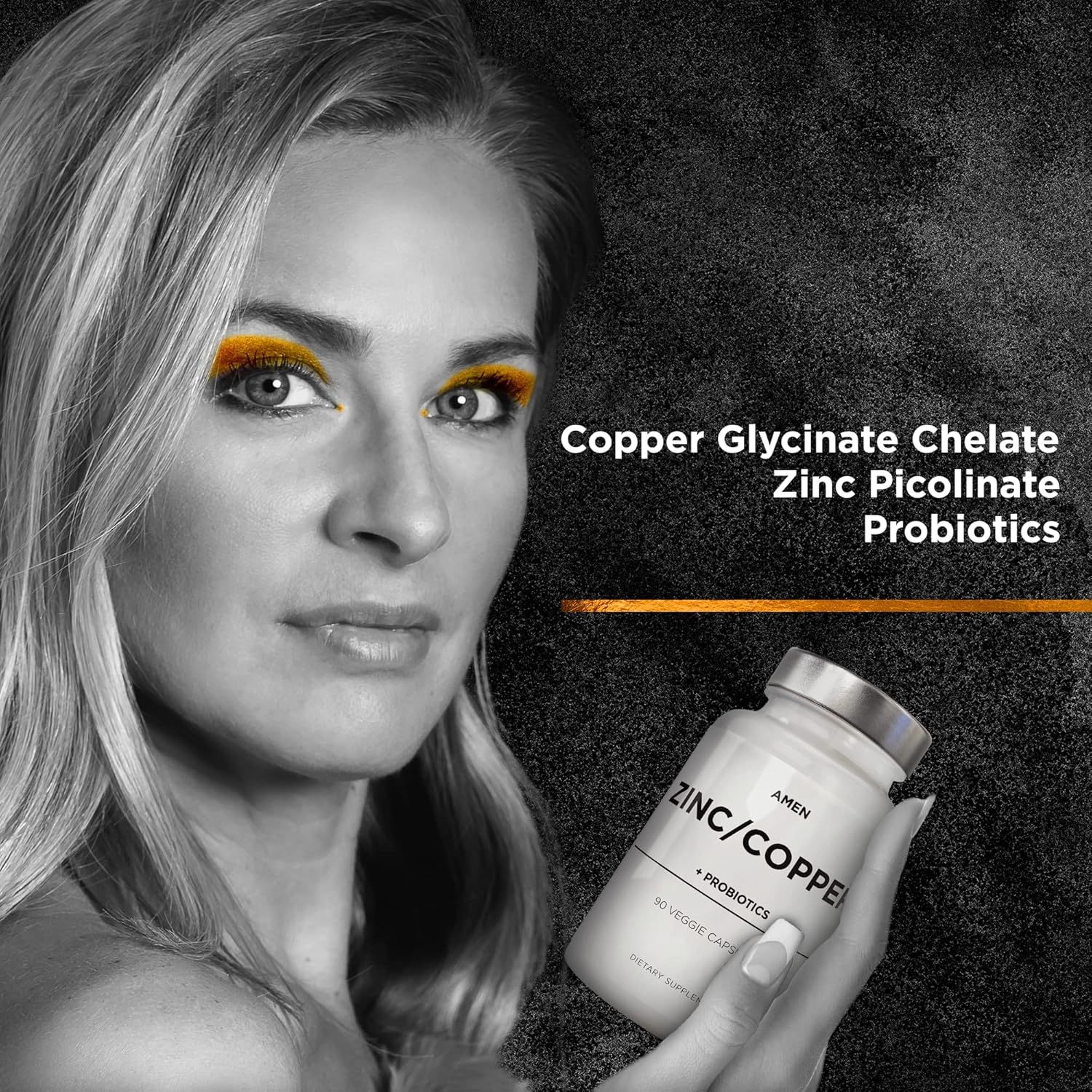 3-Month Supply Amen Zinc & Copper Supplement with Probiotics - 50mg Zinc Picolinate Vitamin Pills - Essential Minerals & 2 Billion CFUs - Vegan & Non-GMO - 90 Capsules