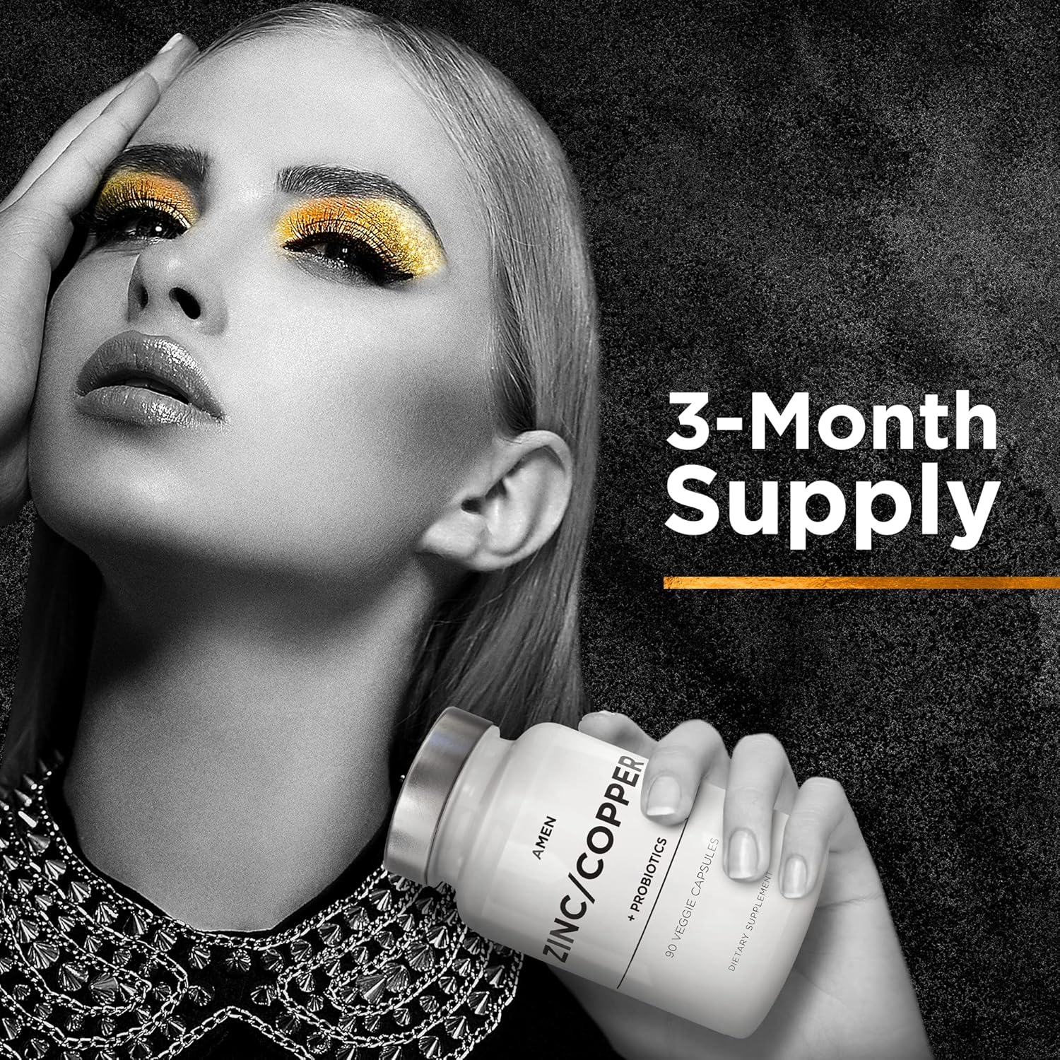 3-Month Supply Amen Zinc & Copper Supplement with Probiotics - 50mg Zinc Picolinate Vitamin Pills - Essential Minerals & 2 Billion CFUs - Vegan & Non-GMO - 90 Capsules