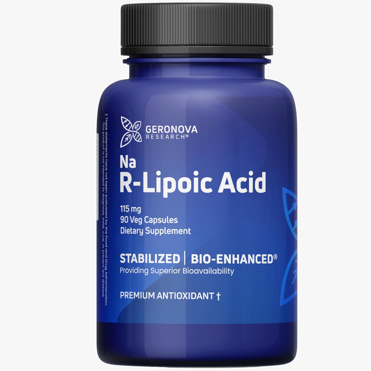 3 Month Supply of Geronova Research Bio-Enhanced R-Lipoic Acid Capsules - 115mg - Enhanced Absorption - 90 Count