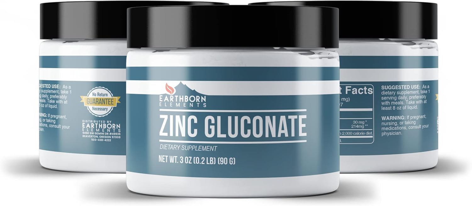3 oz Earthborn Elements Zinc Gluconate - Pure Formula with Zero Fillers and Additives