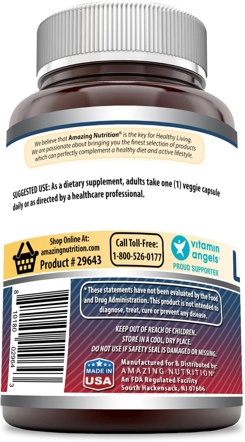 3-Pack Amazing Nutrition Amazing Formulas Reduced L-Glutathione Supplement - 500mg Per Serving - 60 Veggie Capsules - Non-GMO - Gluten Free - USA-Made