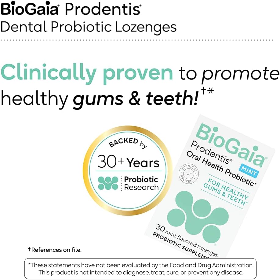 3-Pack BioGaia Prodentis Dental Probiotic Lozenges - Improve Oral Health, Defend Against Dental Problems, Mint Flavor - 90 Day Supply