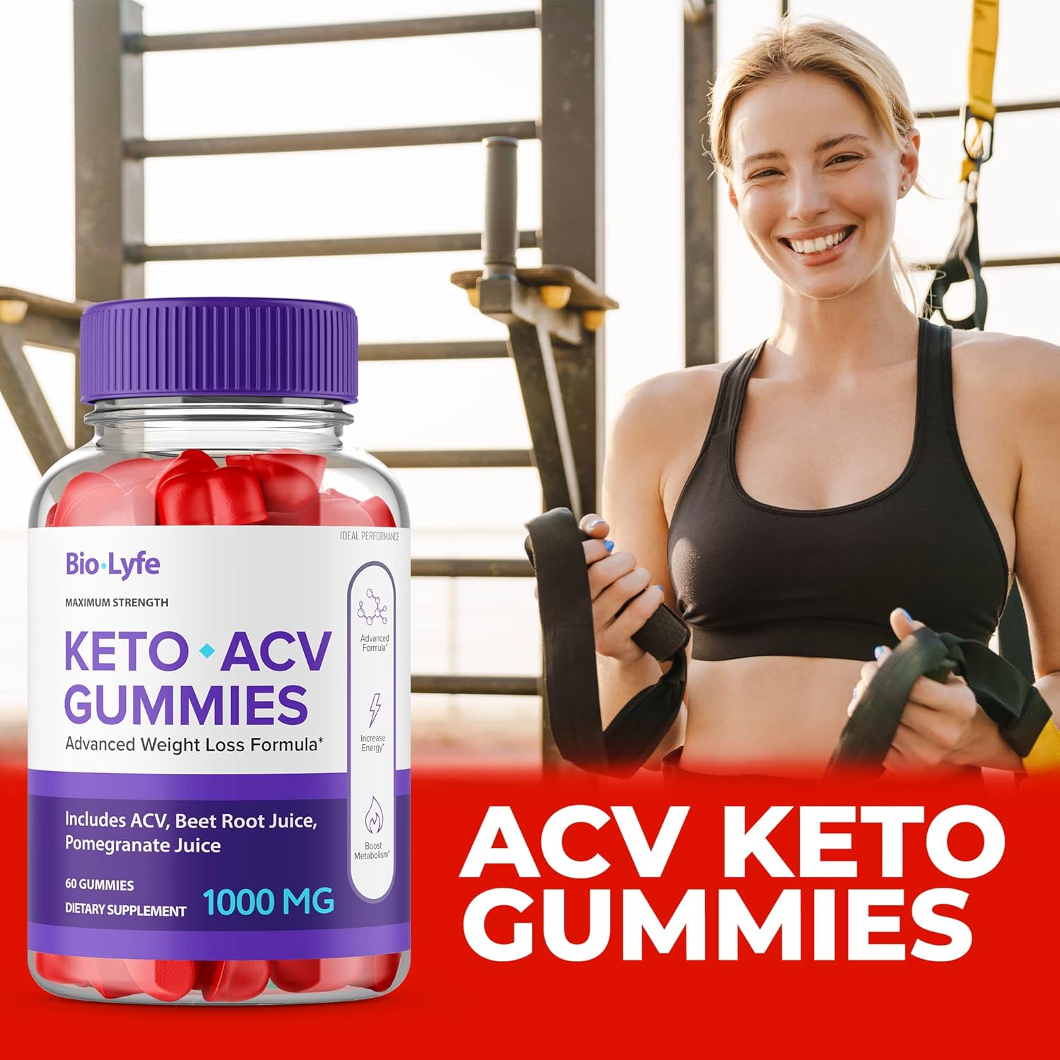 3 Pack Biolyfe Keto Gummies for Optimal Performance with Apple Cider Vinegar - 180 Gummies