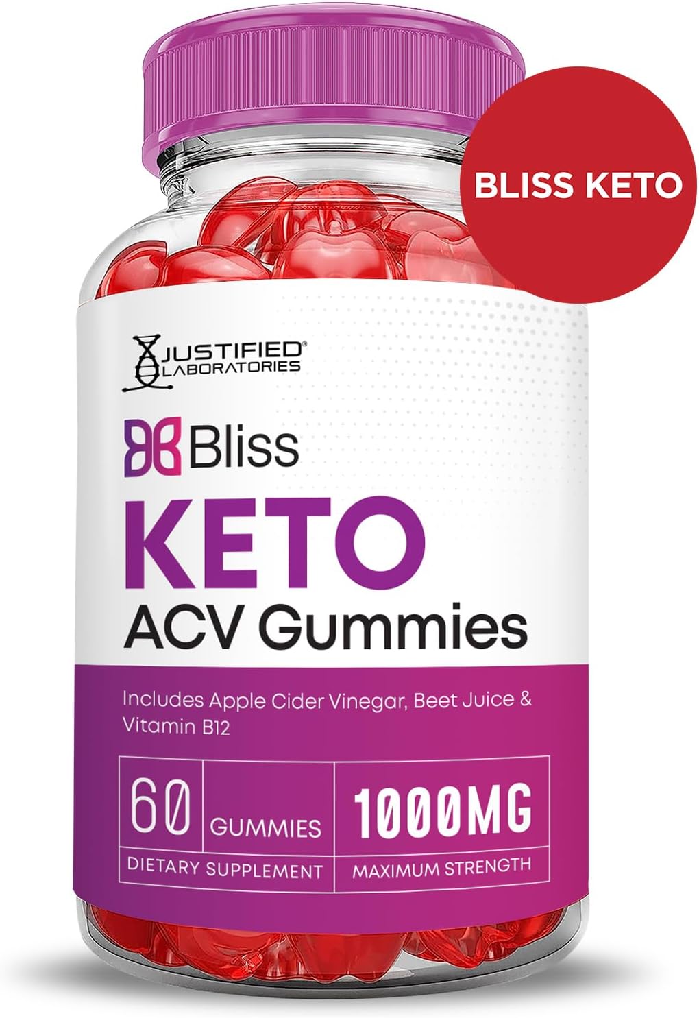 3 Pack Bliss Keto ACV Gummies 1000MG Advanced Formula with Pomegranate & Beet Juice - B12 Vegan Non GMO - 180 Gummies