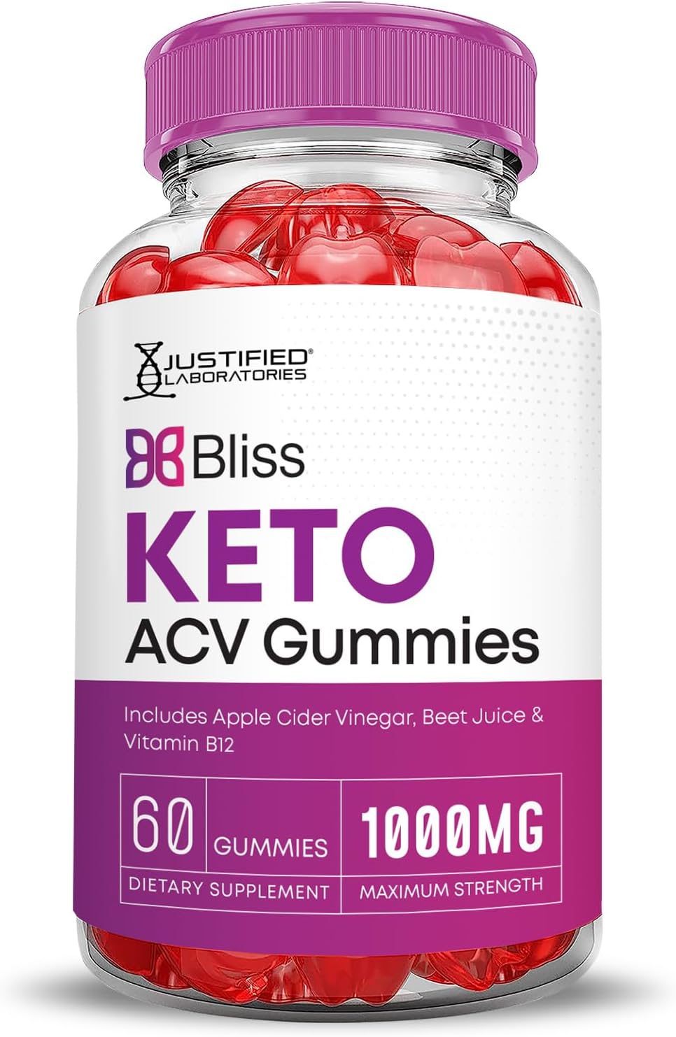 3 Pack Bliss Keto ACV Gummies 1000MG Advanced Formula with Pomegranate & Beet Juice - B12 Vegan Non GMO - 180 Gummies