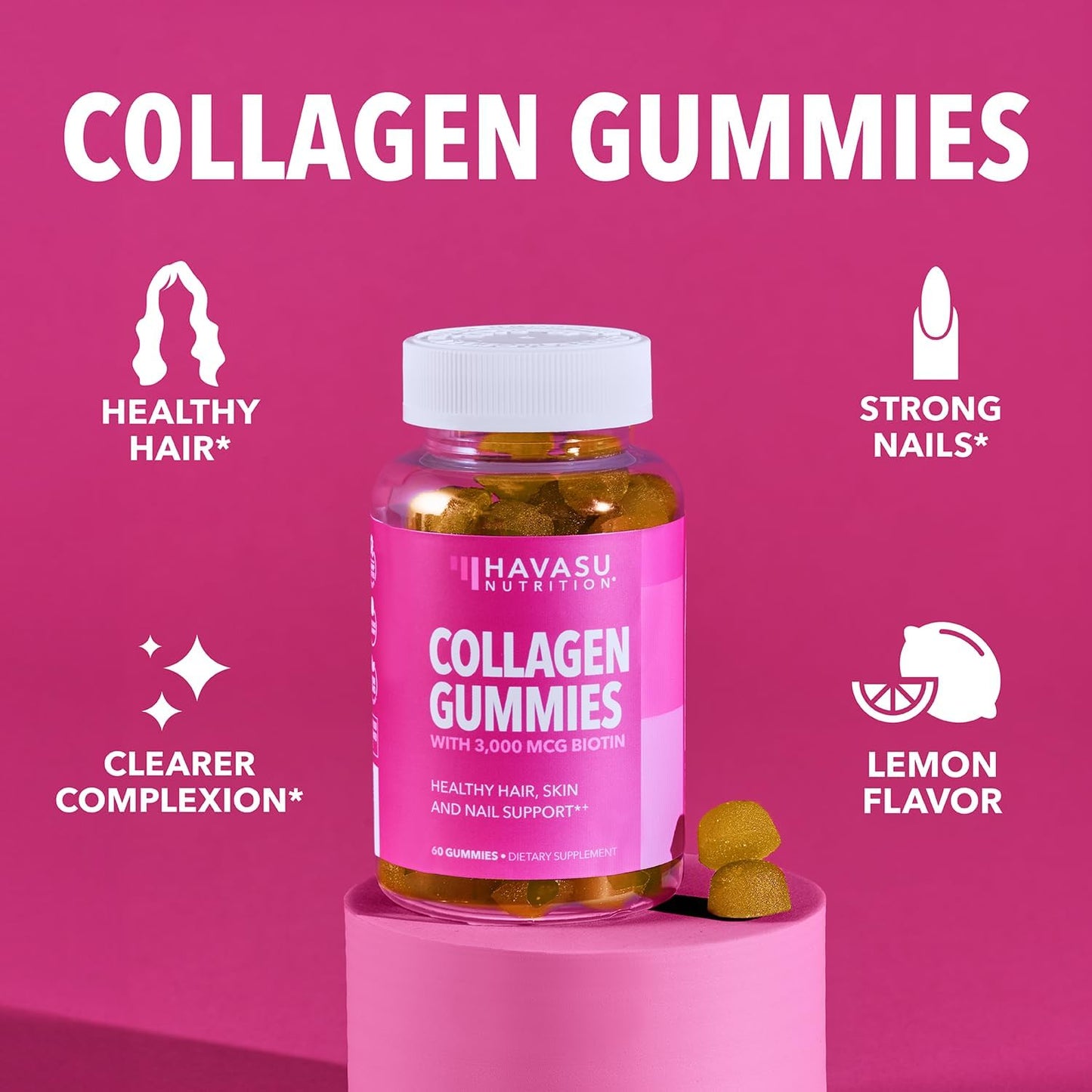 3-Pack Bundle of Havasu Nutrition Saw Palmetto, Biotin, and Collagen Gummies for Healthy Hair, Skin, and Nails - Delicious Gummies for Hair Health and Youthful Confidence