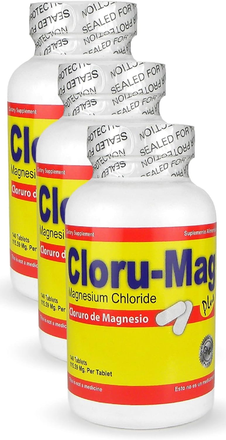 3 Pack Cloru-Mag Plus Magnesium Chloride Tablets (Cloruro De Magnesio) - Boost Your Magnesium Intake!