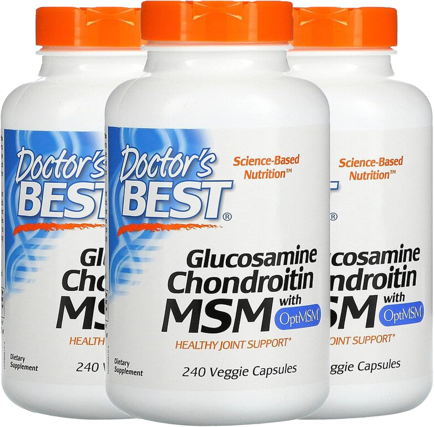 3-Pack Doctor's Best Glucosamine Chondroitin MSM with OptiMSM - 240 Veggie Capsules