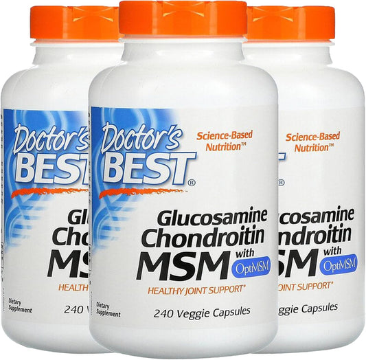 3-Pack Doctor's Best Glucosamine Chondroitin MSM with OptiMSM - 240 Veggie Capsules