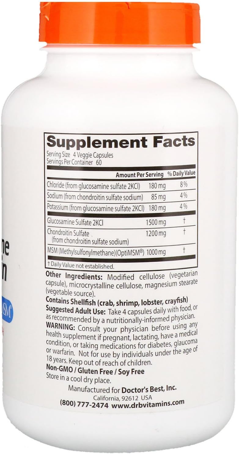 3-Pack Doctor's Best Glucosamine Chondroitin MSM with OptiMSM - 240 Veggie Capsules