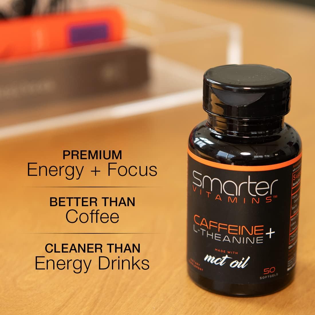 3-Pack Energy and Focus Supplement with Caffeine, L-Theanine, and MCT Oil - 200mg Caffeine Pills, Extended Release, 150 Softgels