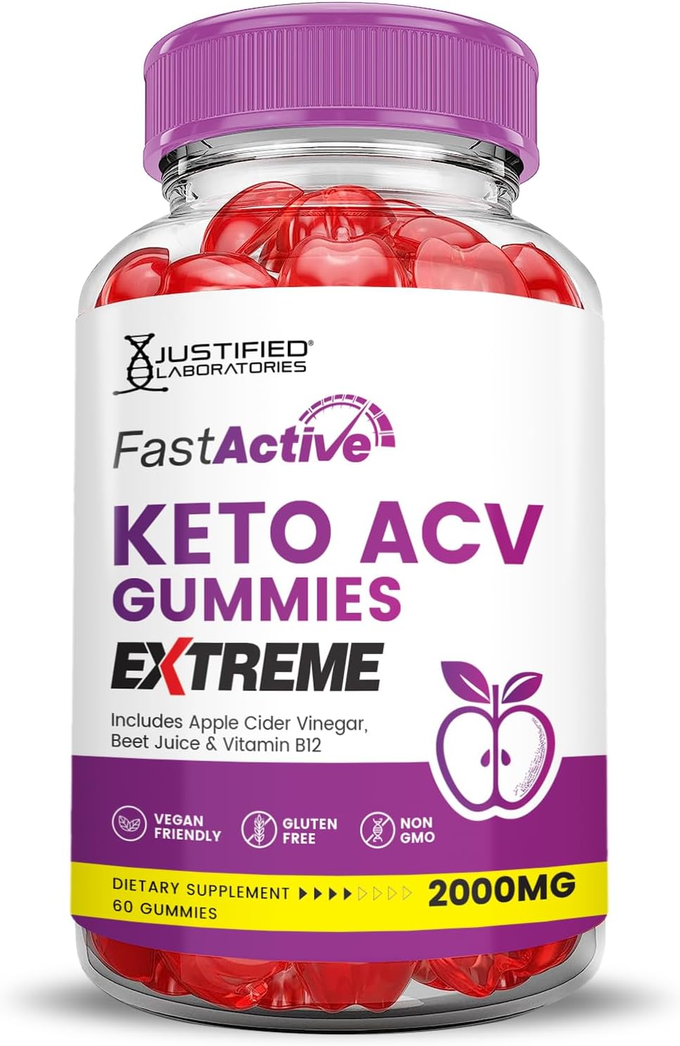 3 Pack Fast Active Keto ACV Gummies - 2000MG Extreme Strength with Pomegranate & Beet Juice - B12 Vegan Non GMO - 180 Gummies