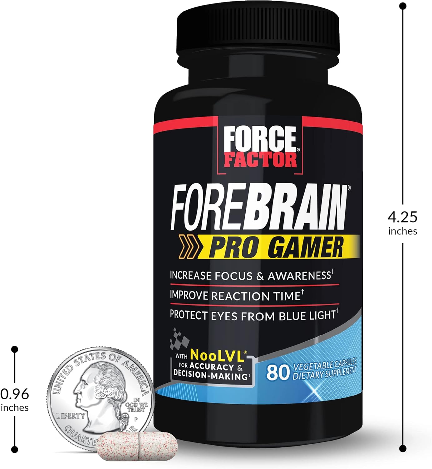 3-Pack FORCE FACTOR Forebrain Pro Gamer Brain Booster Capsules - Enhance Focus & Awareness for Gamers with Nootropic Gaming Supplement