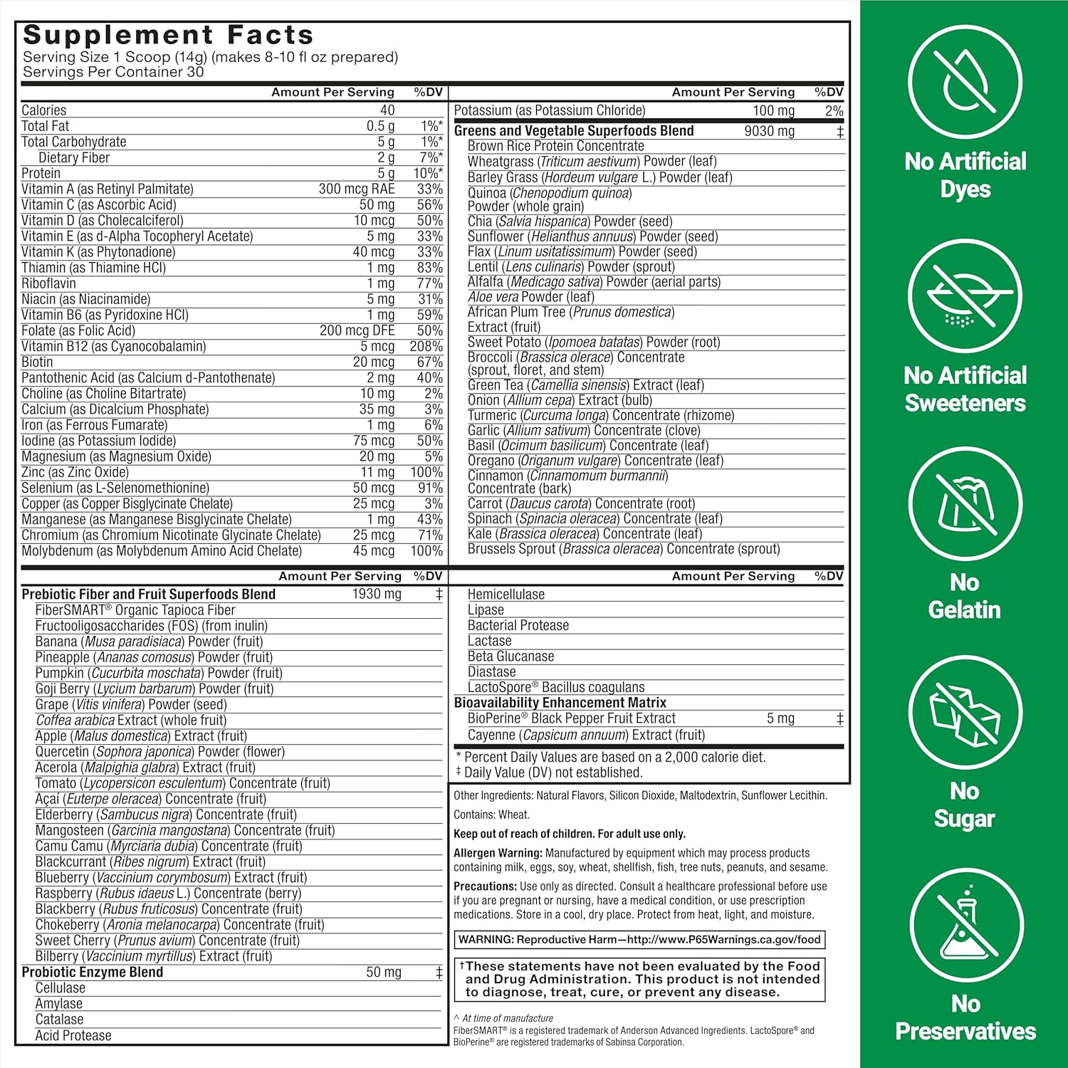 3-Pack Force Factor Smarter Greens Superfoods Powder - Supports Digestion, Immunity, Energy - Probiotics, Enzymes, Antioxidants, Fiber - 90 Servings