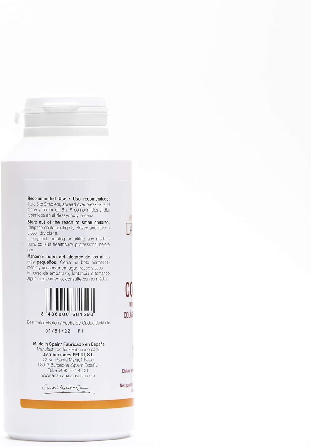 3 Pack High Absorption Collagen Pills with Magnesium by Ana María Lajusticia - Promotes Healthy Skin, Nails, Hair, and Ligaments. Natural Supplement with 450 Tablets.