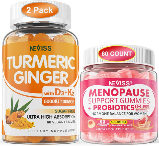 3 Pack Immune Support Gummies with Turmeric, Ginger, and Menopause Supplement