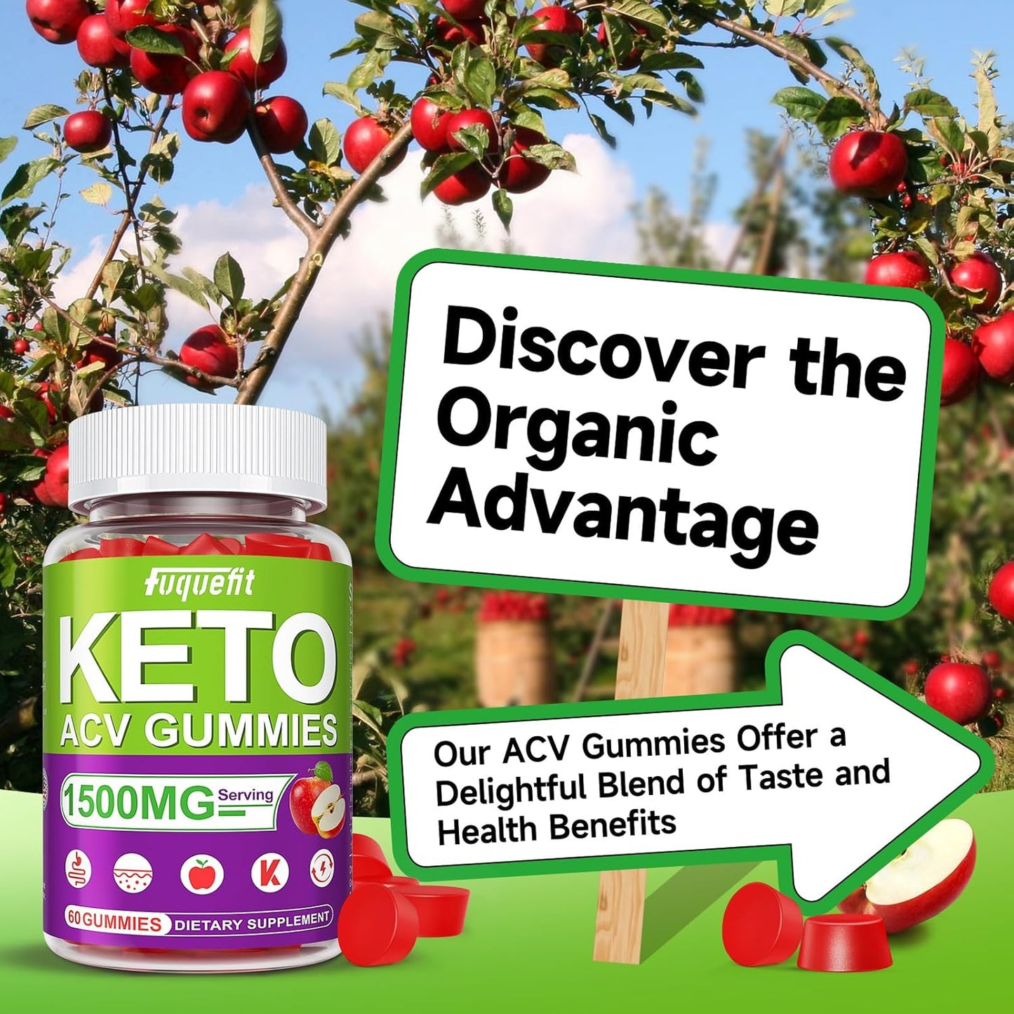 3 Pack Keto ACV Gummies with B12 & Pomegranate Beet Juice - Non GMO Vegan Formula (180 Gummies)