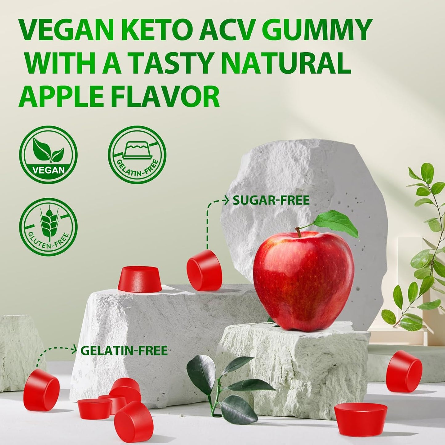 3 Pack Keto ACV Gummies with B12 & Pomegranate Beet Juice - Non GMO Vegan Formula (180 Gummies)