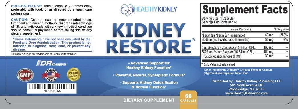 3 Pack Kidney Restore: Natural Cleanse for Kidney Function & Detox, Advanced Formula to Boost Health - 60 Capsules