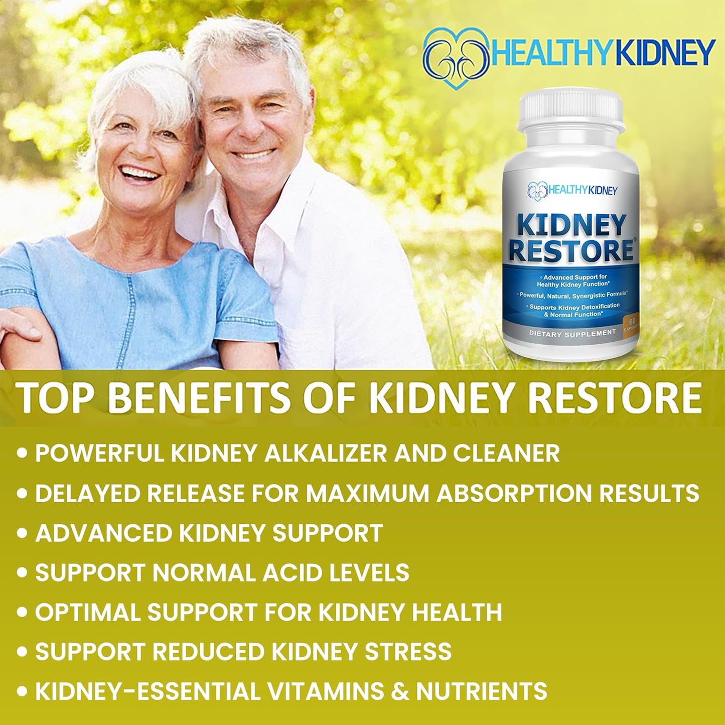 3 Pack Kidney Restore: Natural Cleanse for Kidney Function & Detox, Advanced Formula to Boost Health - 60 Capsules