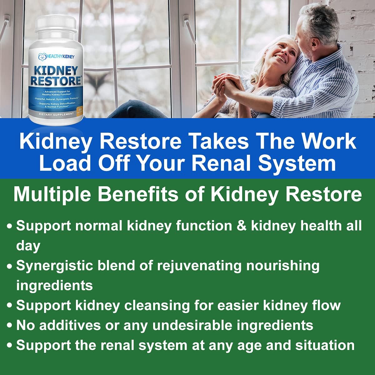 3 Pack Kidney Restore: Natural Cleanse for Kidney Function & Detox, Advanced Formula to Boost Health - 60 Capsules
