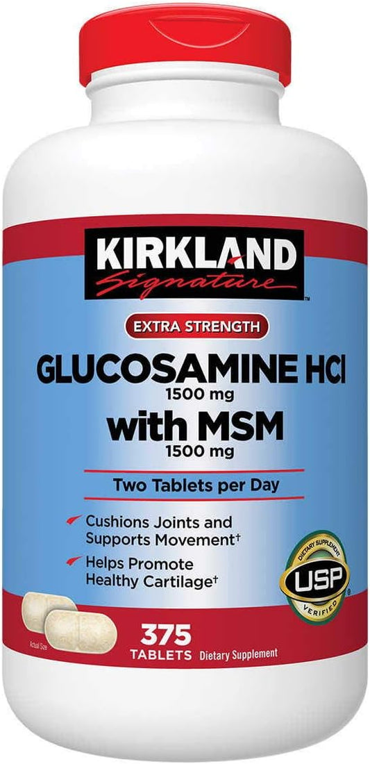 3 Pack Kirkland Signature Glucosamine with MSM Tablets - 375 Count