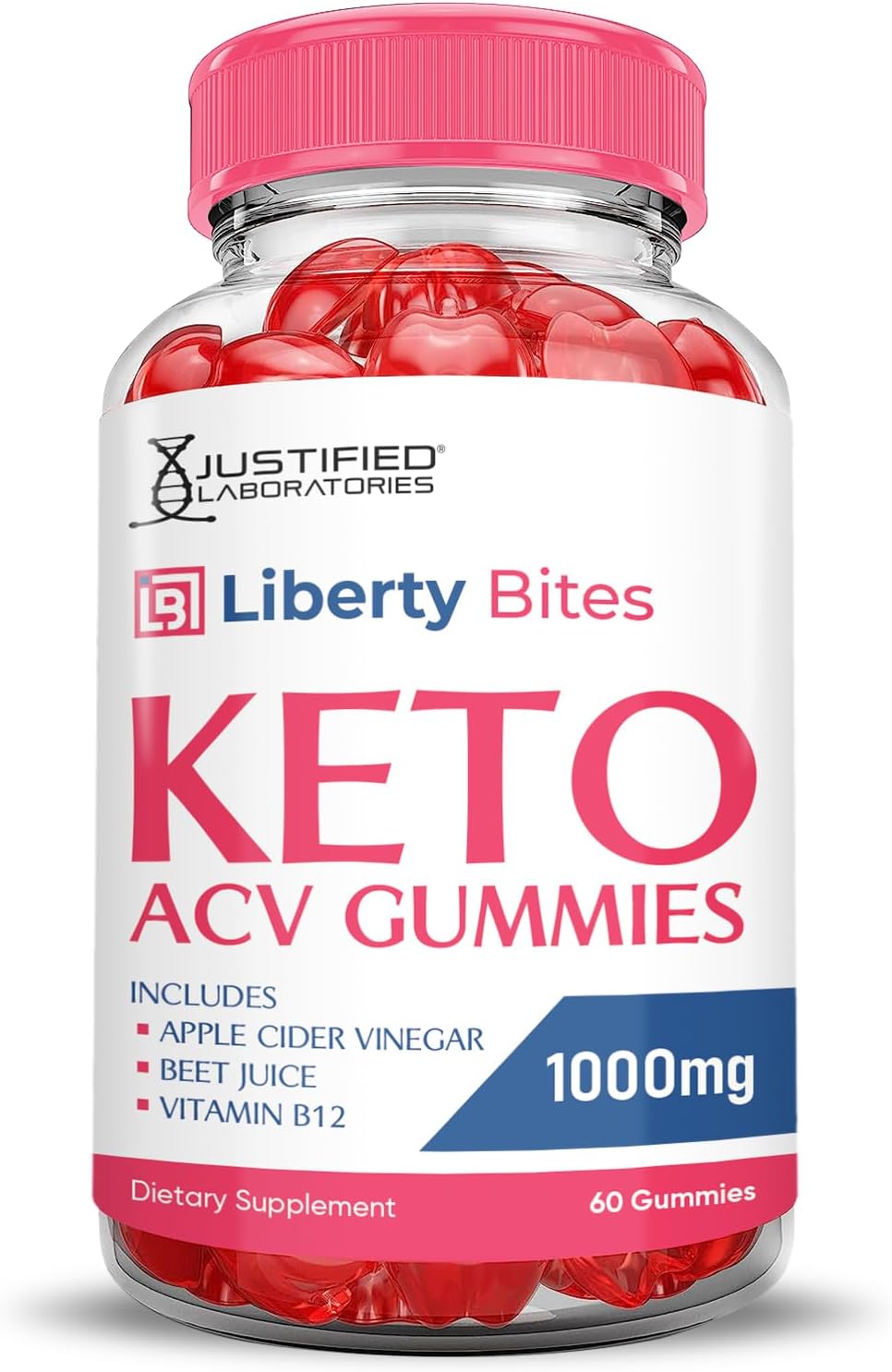 3 Pack Liberty Bites Keto ACV Gummies 1000MG - Apple Cider Vinegar with Pomegranate & Beet Juice - Vegan Non GMO - 180 Gummys