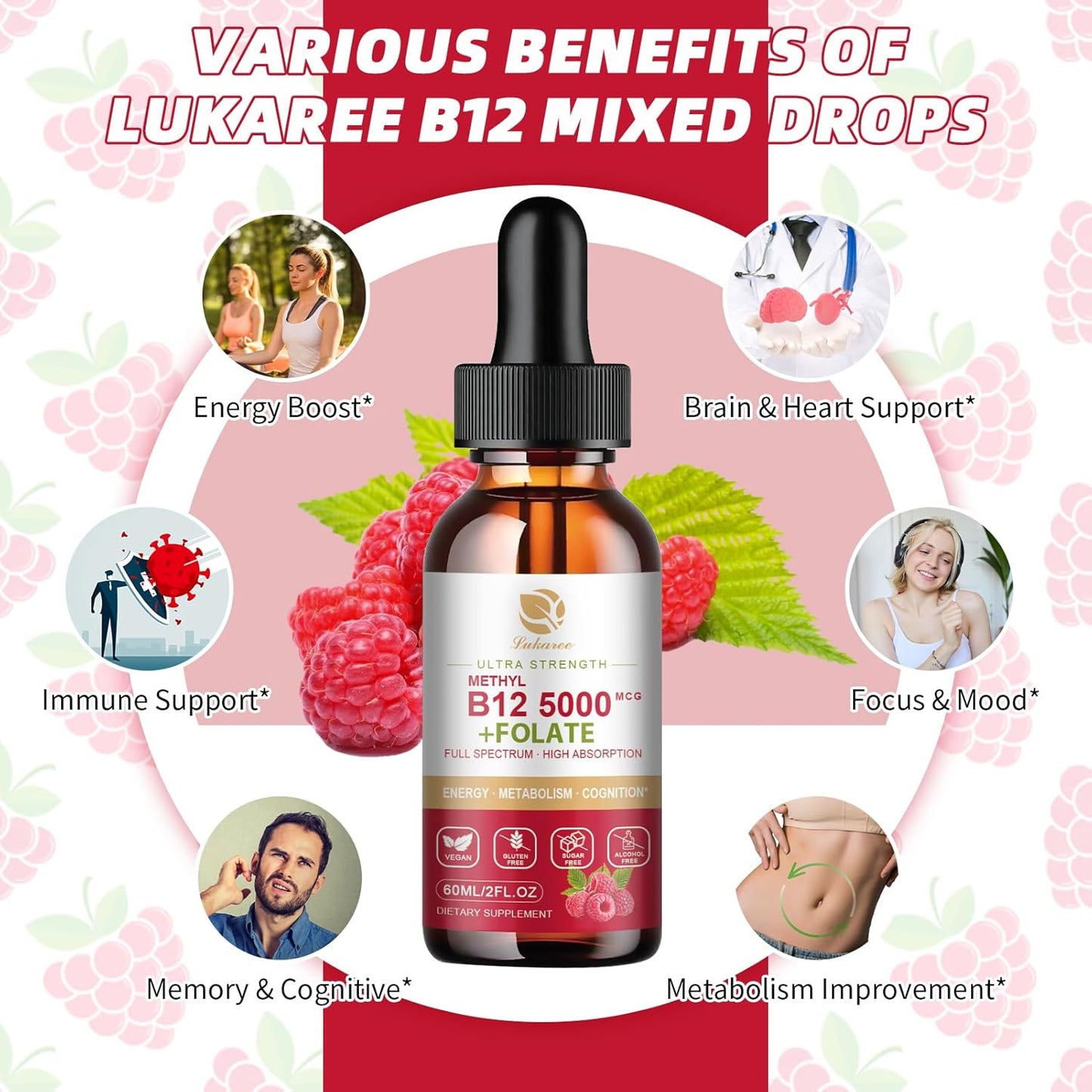 3-Pack Lukaree Liver Cleanse Detox Gummies & Vitamin B12 Sublingual Drops for Repair
