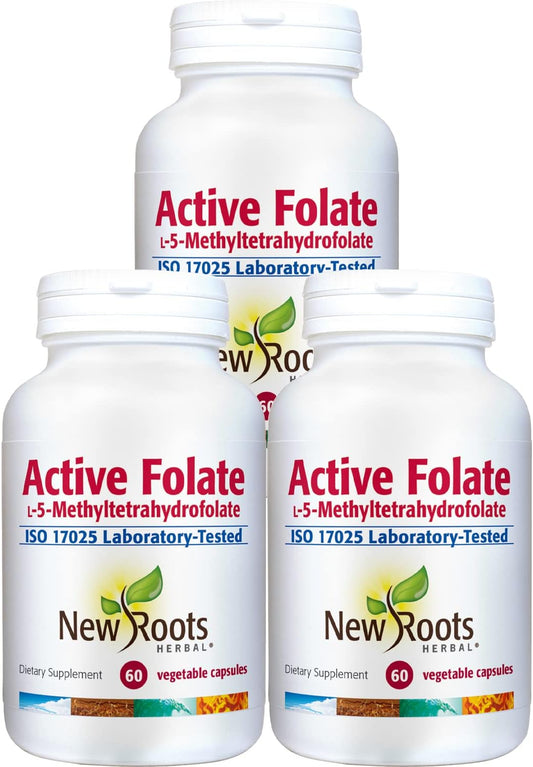 3-Pack New Roots Herbal Active Folate 1,000 mcg with Vitamins B6 and B12 for a Healthier Pregnancy - 60 Tabs