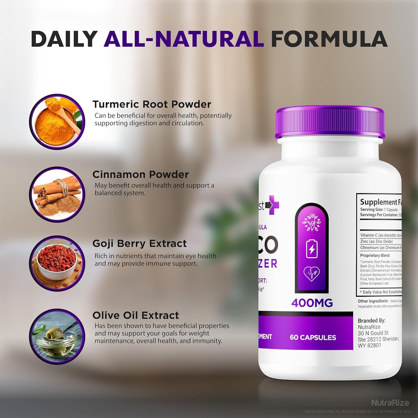 3 Pack NutraRize GlycoBoost Capsules - Natural Blood Support Formula for Healthy Levels, Blood Vessel Cleaner & Optimizer - 180 Capsules